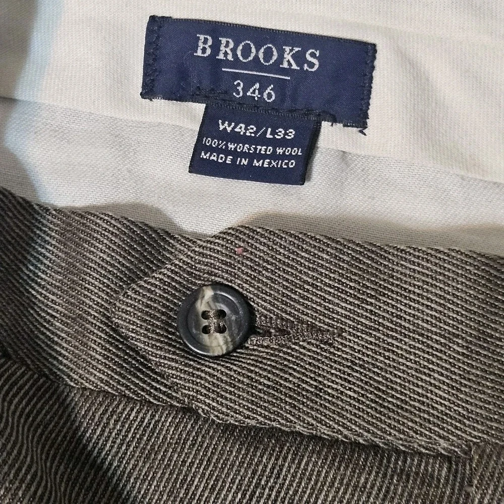 Brooks Brothers Dress Pants Mens 38x33 346 Pleated Cuffed 100% Worsted Wool EUC